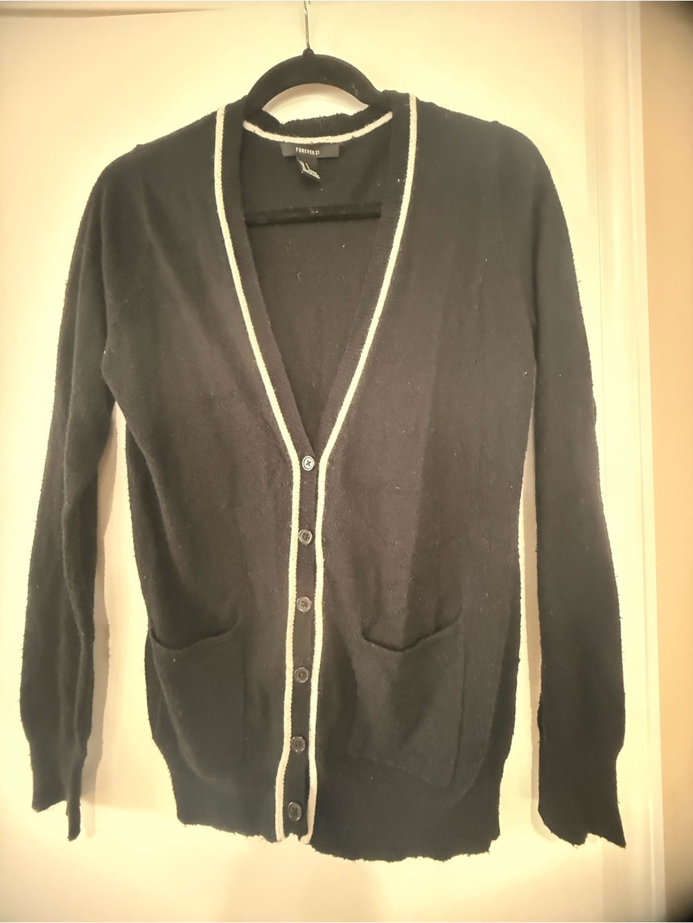 Women’s Forever 22 Black Cardigan with Contrast Trim